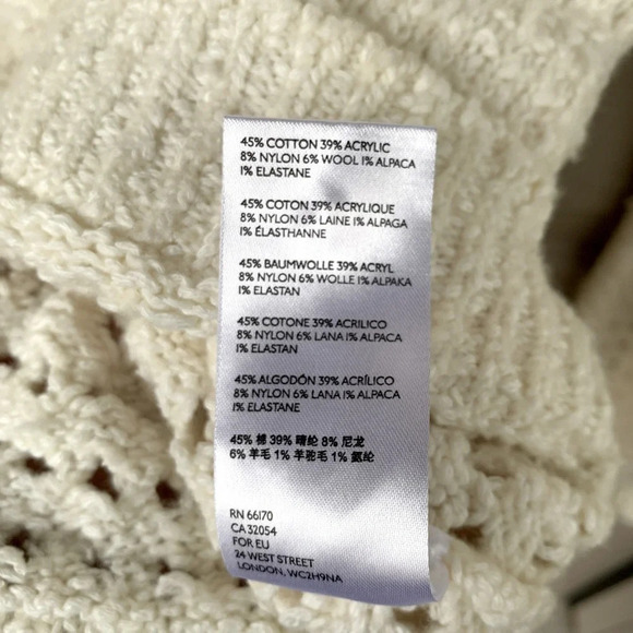 Anthropologie Wool Alpaca Oversized Pointelle Knit Hooded Sweater Balloon Sleeve - Picture 5 of 8